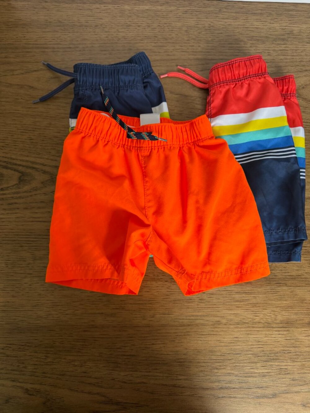 3 Pack Old Navy Boys Swim Shorts Trio - Orange, Teal & Navy with Stripe - Picture 2 of 6